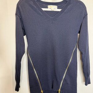 Michael Kors Black Knit Sweater with Gold Label Accent